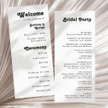 Modern Retro Lettering Wedding Program<br><div class="desc">This modern retro lettering wedding program is perfect for your unique, trendy simple vintage bohemian summer wedding. The lettering is a stylish black, chic 70's boho font giving this design classic minimal groovy hippie vibes. You can add your own graphics or pictures if you want to customize it. Please feel...</div>