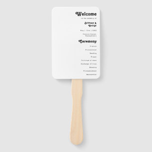 Modern Retro Lettering Wedding Program Hand Fan