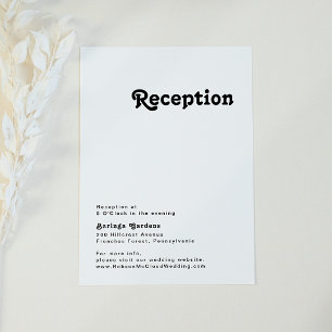 Modern Retro Lettering Wedding Reception Card