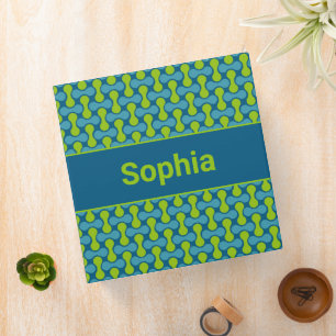 Modern Retro Link Pattern in Blue and Green Binder