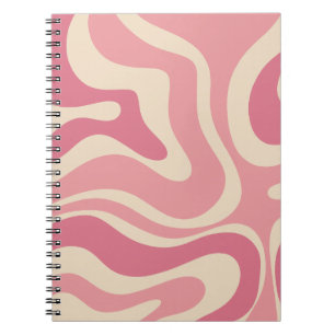 Modern Retro Liquid Swirl Abstract Pattern Pink Notebook