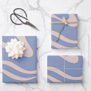 Modern Retro Liquid Swirl Funky Abstract Pattern Wrapping Paper Sheet