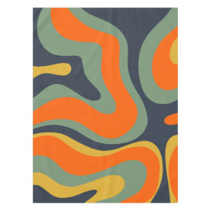 Modern Retro Liquid Swirl Multicolor Abstract Tablecloth