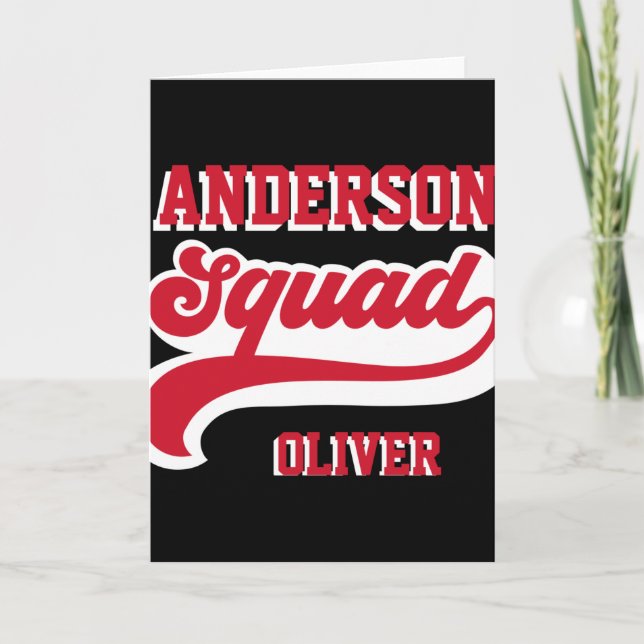 Modern Retro Matching Squad Family Red White T Shi Card (Front)