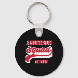 Modern Retro Matching Squad Family Red White T Shi Keychain