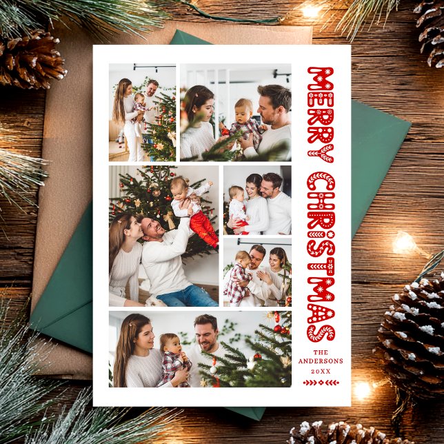 Modern Retro Merry Christmas Holiday Card (Creator Uploaded)