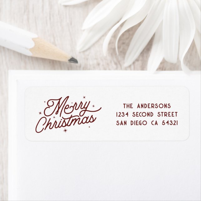 Modern Retro Merry Christmas Script | Cherry Red  (Insitu)