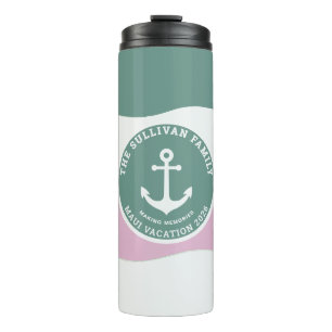 Modern Retro Miami Sage Lilac Anchor Family Beach Thermal Tumbler