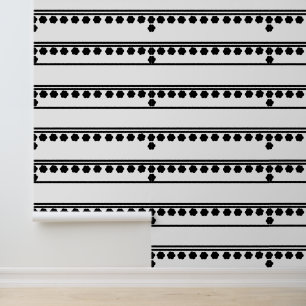 Modern retro Minimal Black White Line Peel Stick Wallpaper