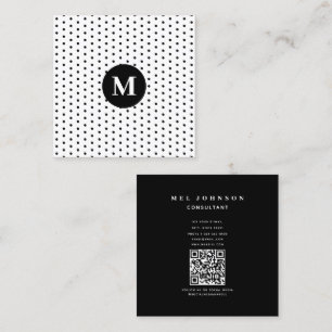 Modern Retro Minimalist Initial QR Code Square Business Card