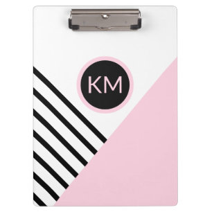 Modern Retro Monogram Geometric Pop Art Clipboard