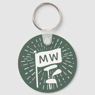 Modern Retro Monogram Initials Golf Clubs Keychain