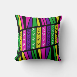 Modern Retro Multi coloured Throw Pillow