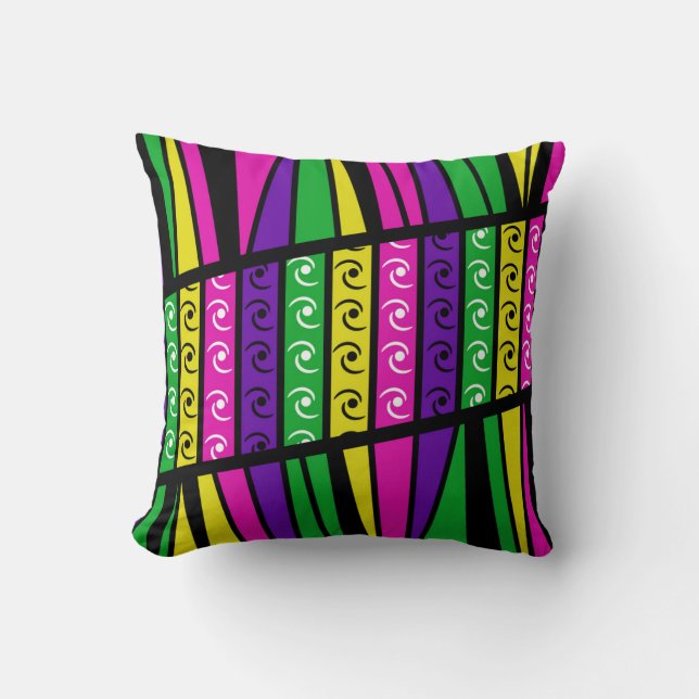 Modern Retro Multi coloured Throw Pillow (Front)