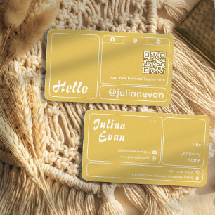 Modern Retro Mustard Yellow Chic Hello Business Card