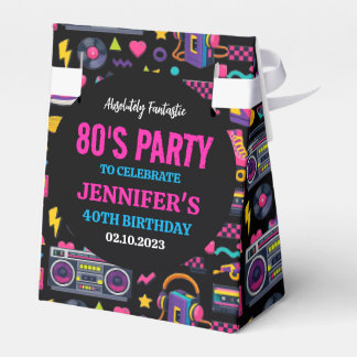 Modern Retro Neon 80’s Birthday Party for Adults Favor Box