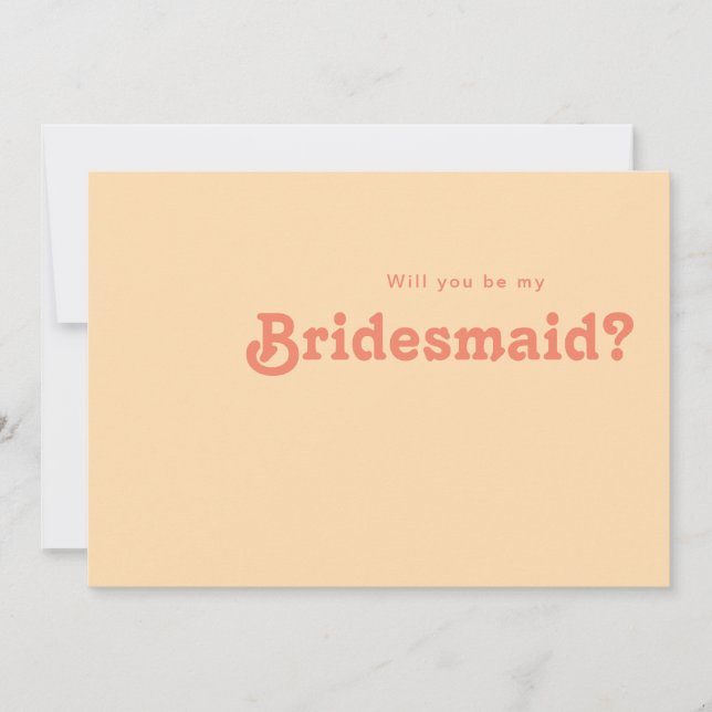Modern Retro | Orange Bridesmaid Proposal Card (Front)