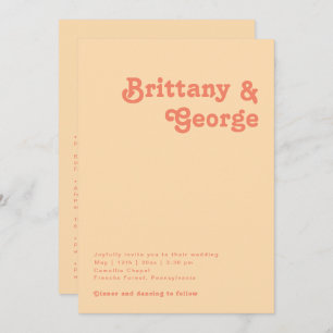 Modern Retro   Orange Cream All In One Wedding Invitation