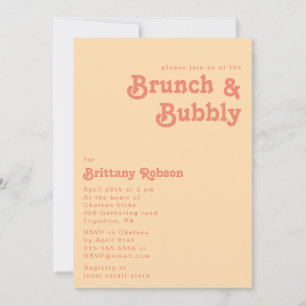 Modern Retro   Orange Cream Brunch and Bubbly Invitation