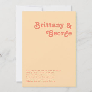 Modern Retro   Orange Cream Casual Wedding Invitation