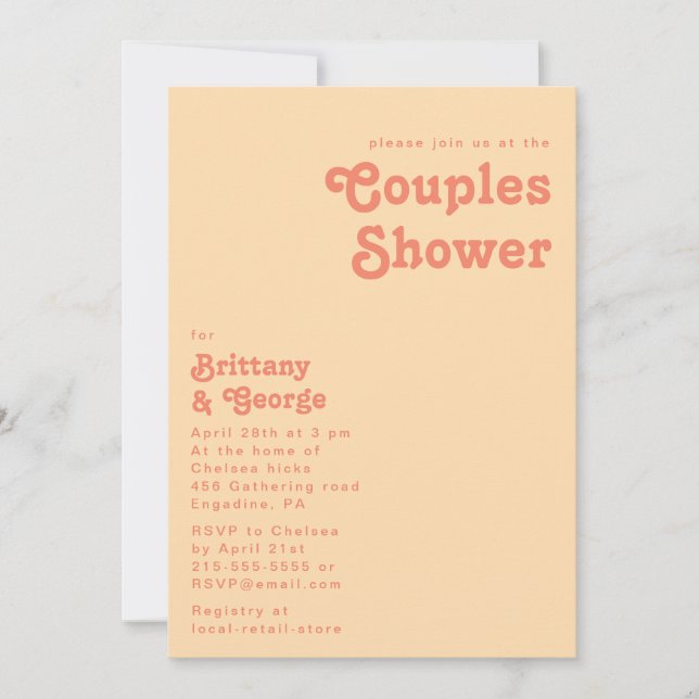 Modern Retro | Orange Cream Couples Shower Invitation (Front)