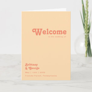 Modern Retro   Orange Cream Folded Wedding Program