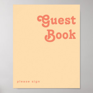 Modern Retro   Orange Cream Guest Book Sign