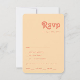 Modern Retro Orange Cream Menu Choice RSVP Card