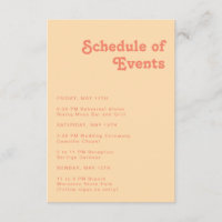 Modern Retro | Orange Cream Schedule of Events