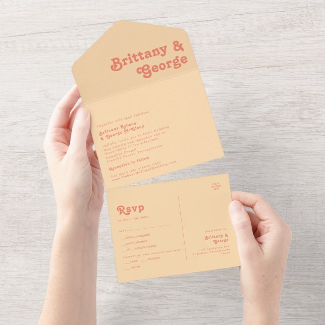 Modern Retro | Orange Cream Seal and Send All In One Invitation (Tearaway)