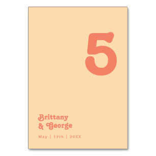 Modern Retro Orange Cream Table Number