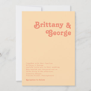 Modern Retro   Orange Cream Wedding Invitation