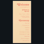 Modern Retro | Orange Cream Wedding Program<br><div class="desc">This modern retro | orange cream wedding program is perfect for your simple vintage, colourful tropical boho summer wedding. Its unique bohemian mid-century font gives this design a classic minimalist groovy hippie vibe. If you're looking for a design that features bright, bold colours for your creative 70's beach wedding, then...</div>