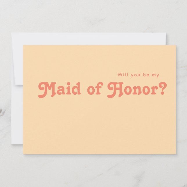 Modern Retro | Orange Maid of Honour Proposal Card (Front)
