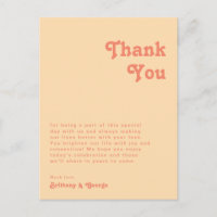 Modern Retro Orange Reception Table Thank You Card