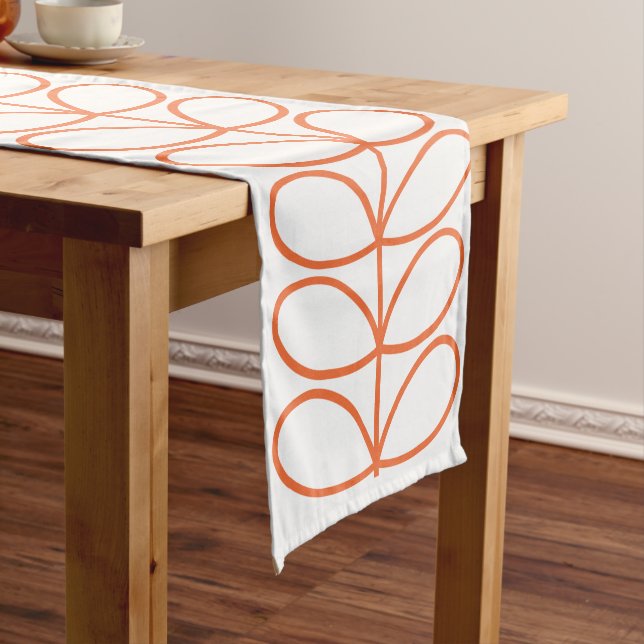 Modern Retro Orange Stem Pattern – Minimalist  Long Table Runner (In Situ)