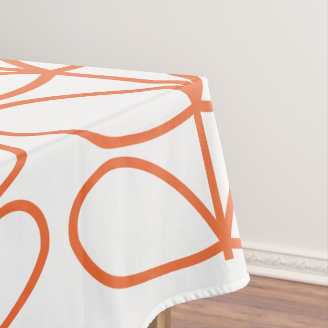 Modern Retro Orange Stem Pattern – Minimalist  Tablecloth (In Situ)