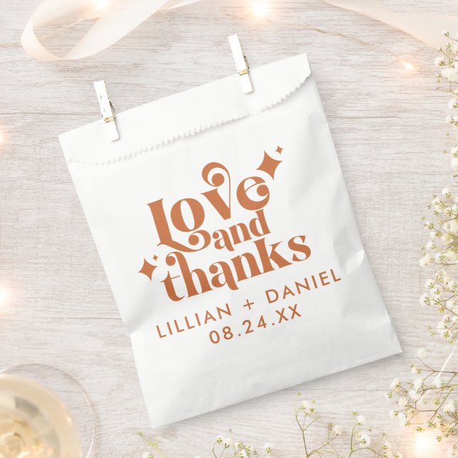 Modern Retro Orange Wedding Favour Bag (Clipped)