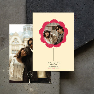 Modern Retro Painted Flower Frame Photo Wedding Save The Date