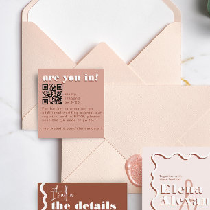 Modern Retro Pale Terracotta RSVP QR Code Card