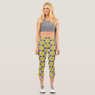 Modern Retro pattern, circles pattern Capri Leggings