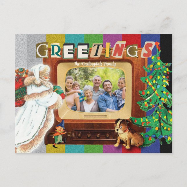 Modern Retro Photo Christmas Holiday Postcard (Front)