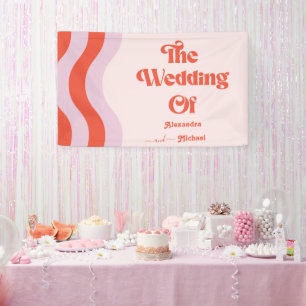 Modern Retro Pink And Orange Typography Wedding Ba Banner