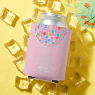 Modern Retro Pink Disco Ball Bachelorette Weekend Can Cooler
