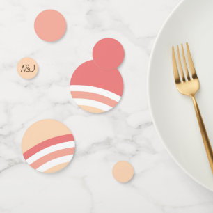 Modern Retro Pink Peach Coral Rainbow Wedding Confetti