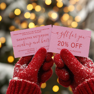 Modern Retro Pink Red Makeup Beauty Loyalty Discount Card