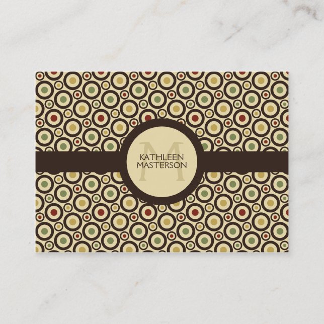 Modern Retro Polka Dot Customized Calling Card / (Front)
