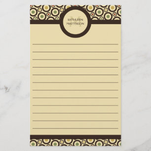 Modern Retro Polka Dot Lined Custom Personal Stationery