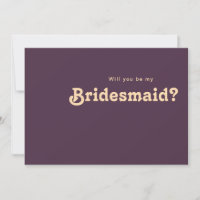 Modern Retro | Purple Bridesmaid Proposal Card