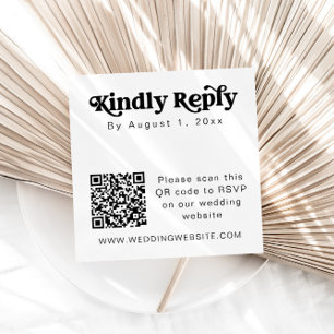 Modern Retro QR Code Square RSVP Insert Card